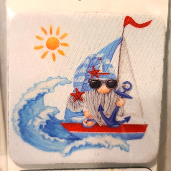 GNOME BEACH Theme NWT Beverage Coaster set of 4 for can glass bottle wine beer… - Picture 3 of 5